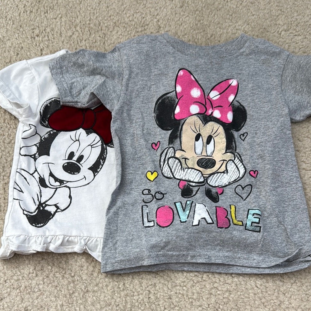 Disney Minnie Mouse Tees Gray and White Short Sleeve - 3T